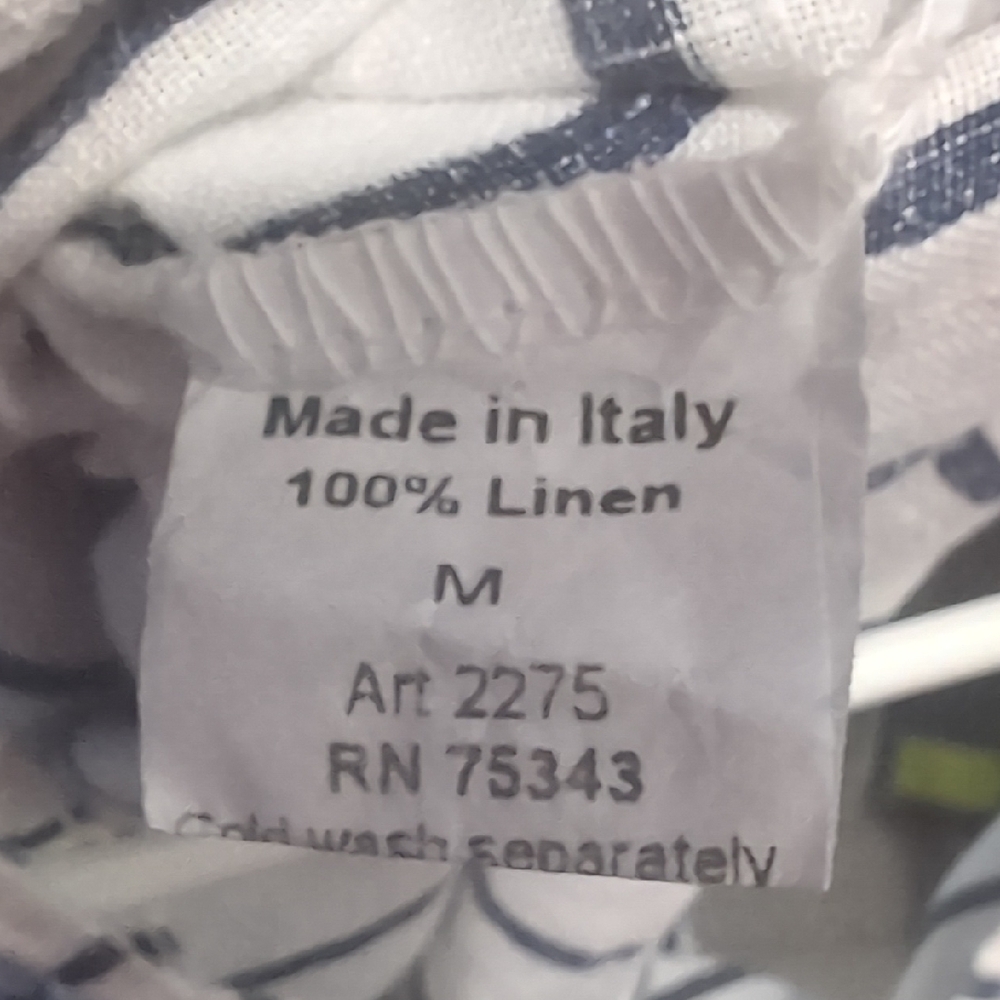 Terzo Millennio Italy Linen Striped Midi Dress Navy White Nautical Size Medium - Picture 5 of 5